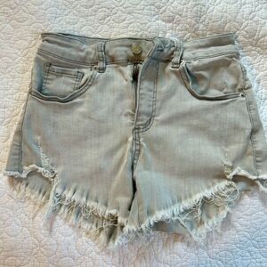 AKIRA Light Gray Distressed Jean Shorts